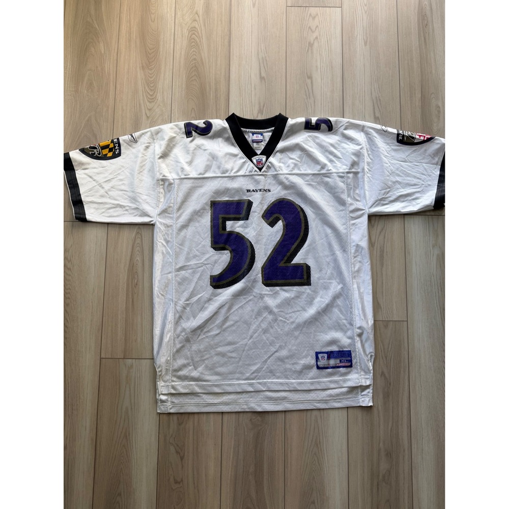 Vintage Reebok Baltimore Ravens Ray Lewis Jersey Mens XL White NFL 52
